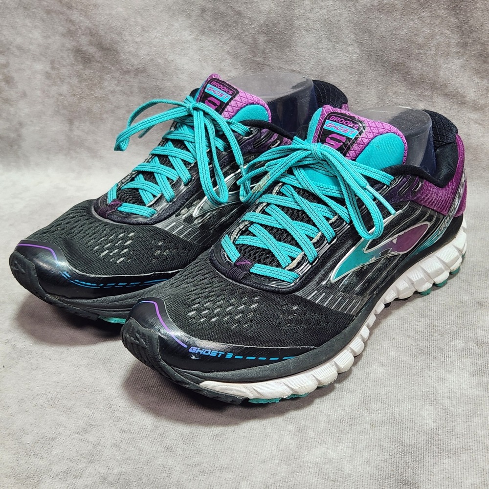 Brooks Ghost 9 Womens Running Shoes Black‎ Purple Teal 1202251B092 Size 10